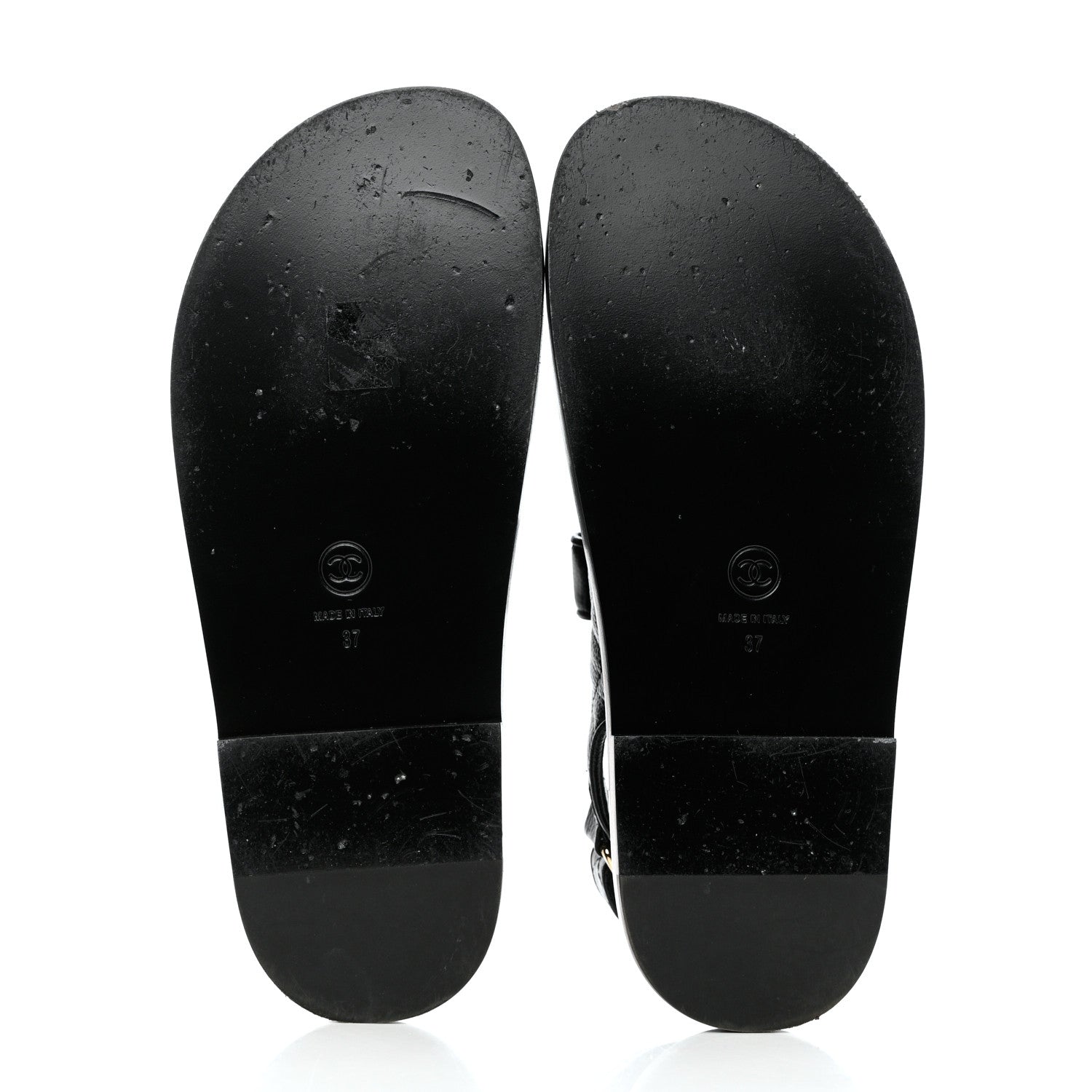 Chanel Grained Calfskin Velcro Dad Sandals 37 Black 5 of 11