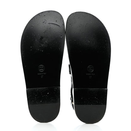 Chanel Grained Calfskin Velcro Dad Sandals 37 Black 5 of 11