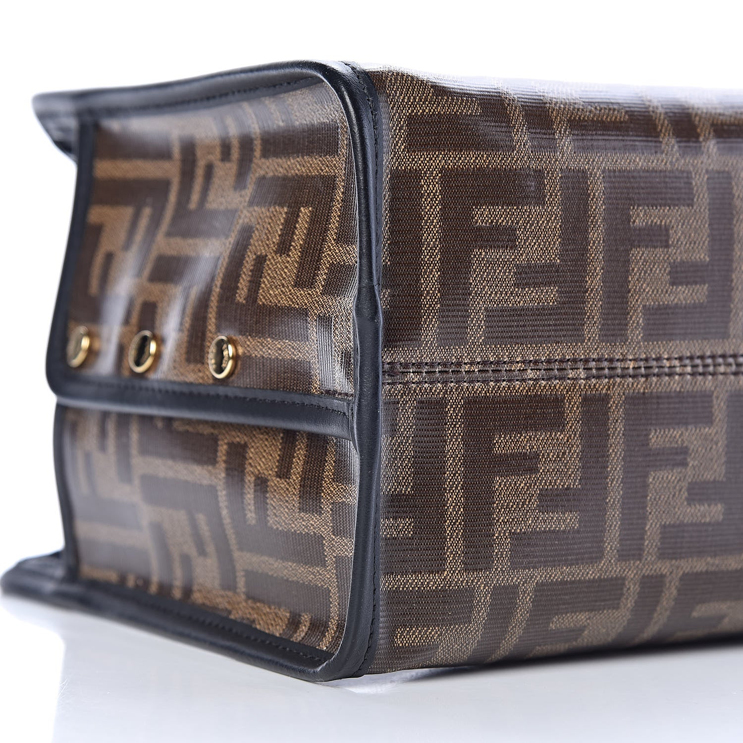 Fendi Glazed Fabric Vitello Century FF 1974 Stamp Patch Mini Peekaboo Defender Cover Mogano Panna Black 8 of 10