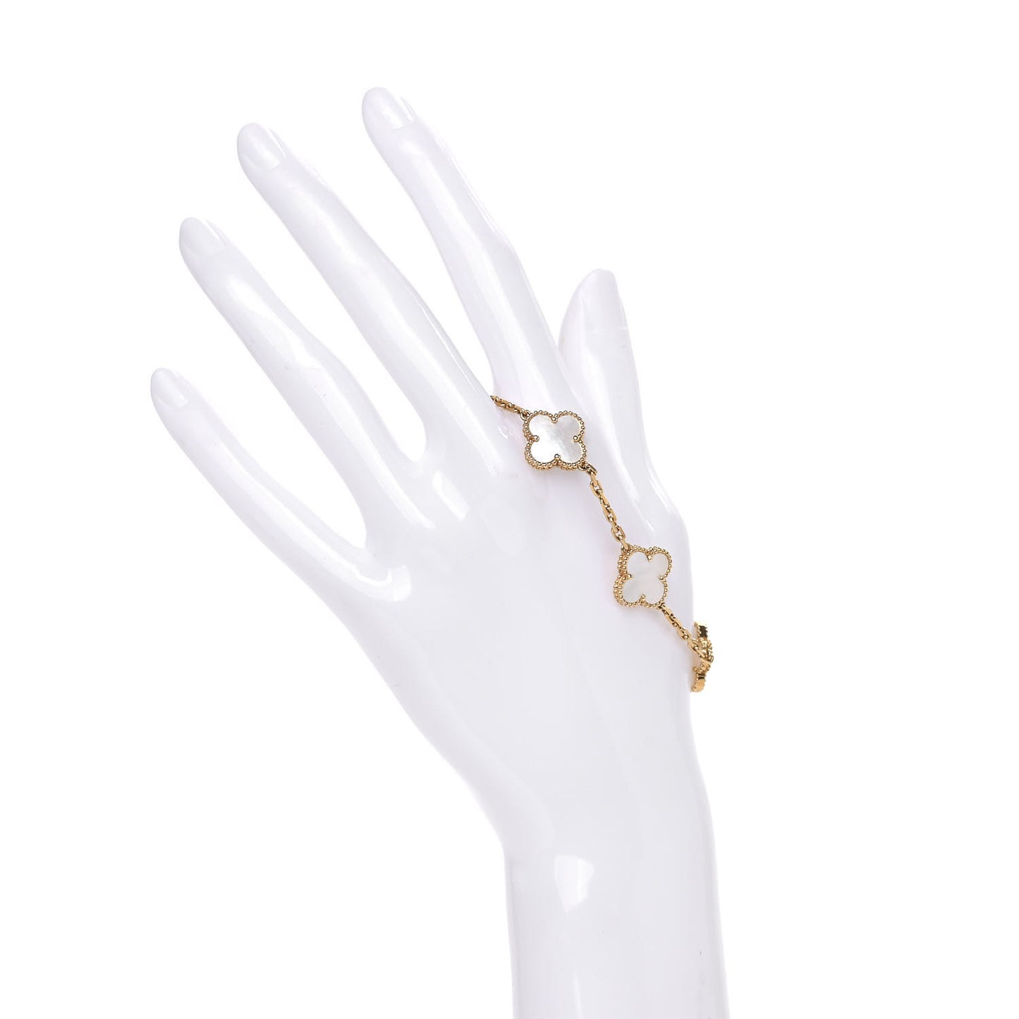 18K Yellow Gold Mother of Pearl 5 Motifs Vintage Alhambra Bracelet
