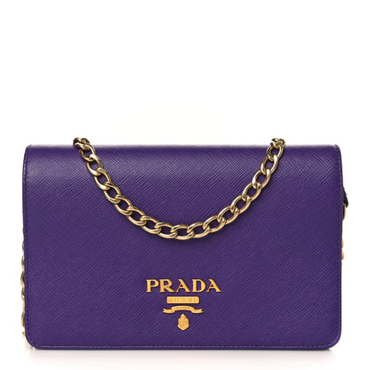 Prada Saffiano Lux Chain Wallet Viola 1 of 7