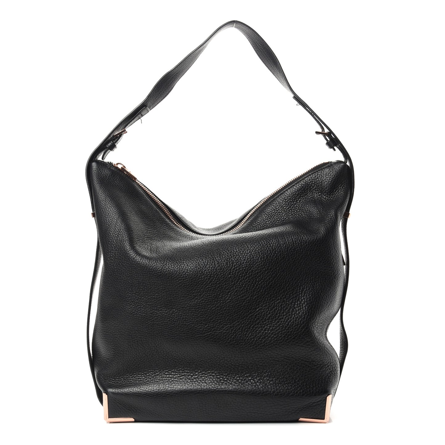 Pebbled Calfskin Prisma Skeletal Hobo Black Rose Gold Hardware