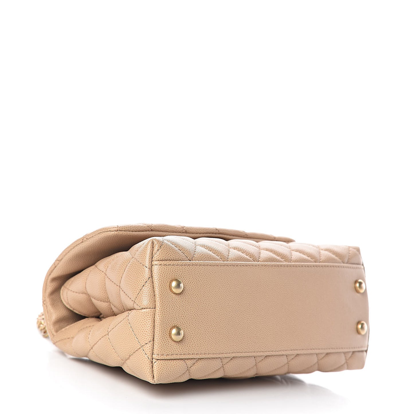 Caviar Lizard Embossed Quilted Mini Coco Handle Flap Beige