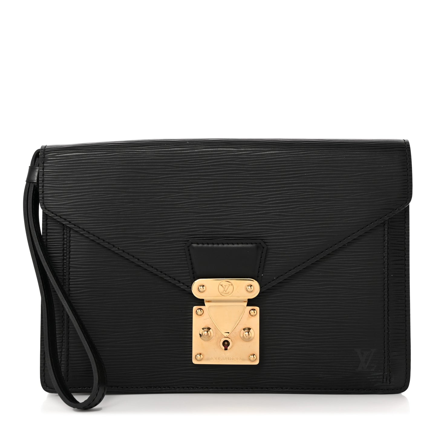 Epi Pochette Sellier Dragonne Clutch Black