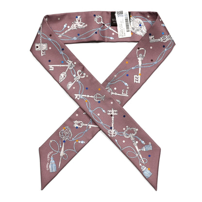 Hermes Silk Les Cles A Pois Twilly Marron Glace Gris 1 of 5