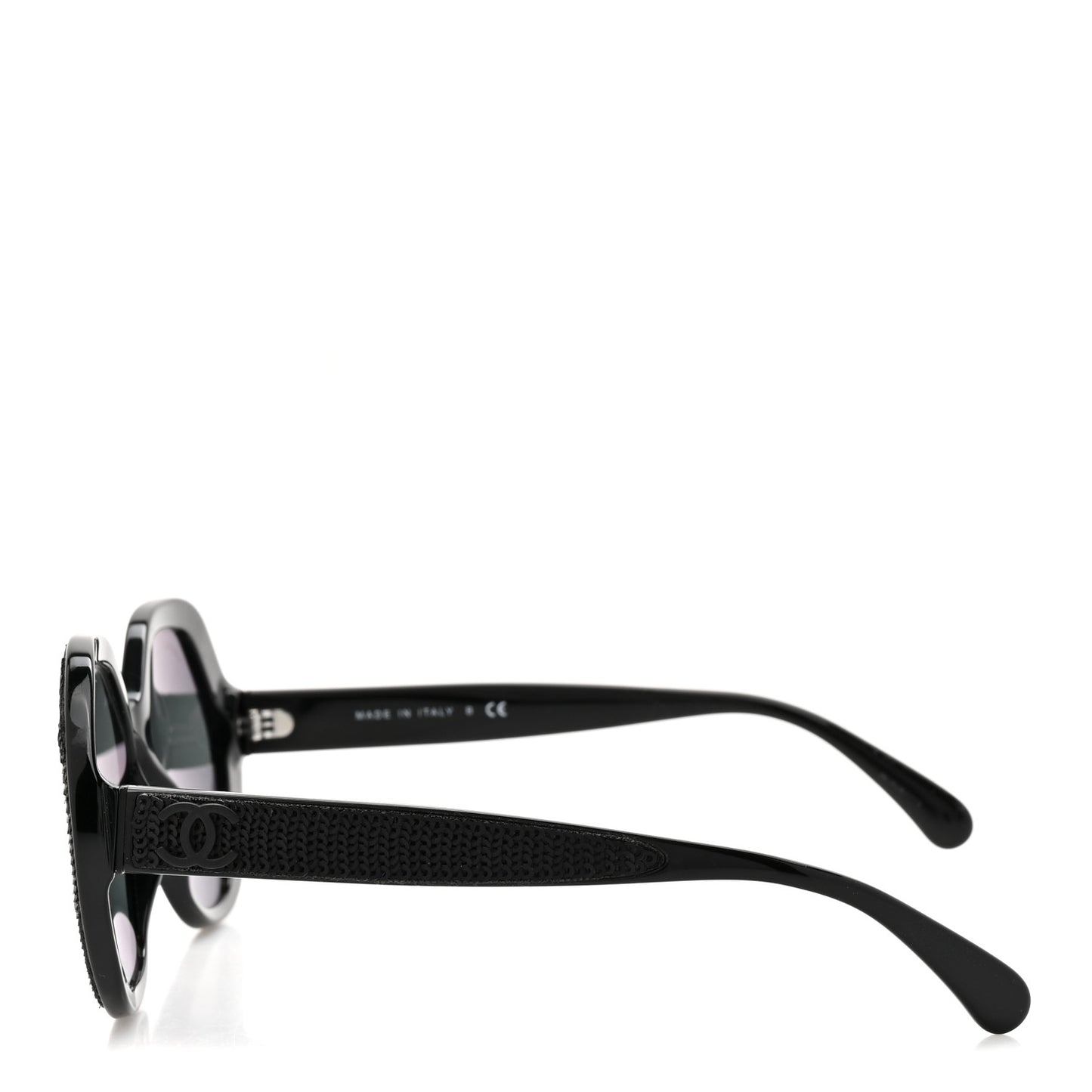 Acetate Sequin Round Sunglasses 5451 Black