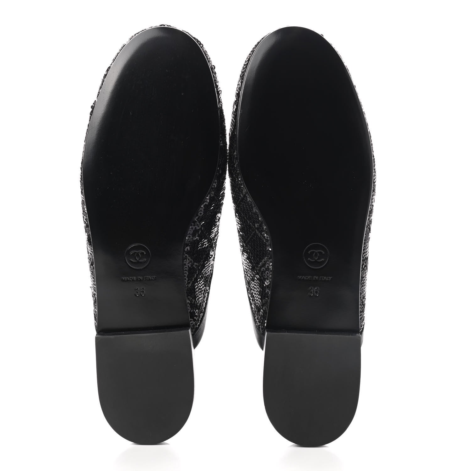 Chanel Sequin Lambskin Quilted CC Mules 36 Black 5 of 8