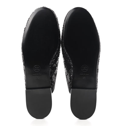 Chanel Sequin Lambskin Quilted CC Mules 36 Black 5 of 8