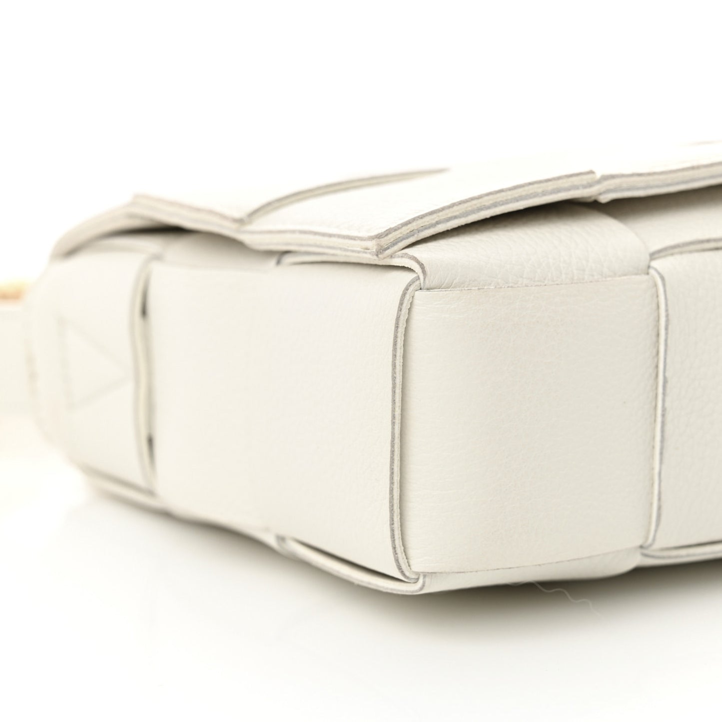 Grained Calfskin Maxi Intrecciato Cassette Crossbody Bag White