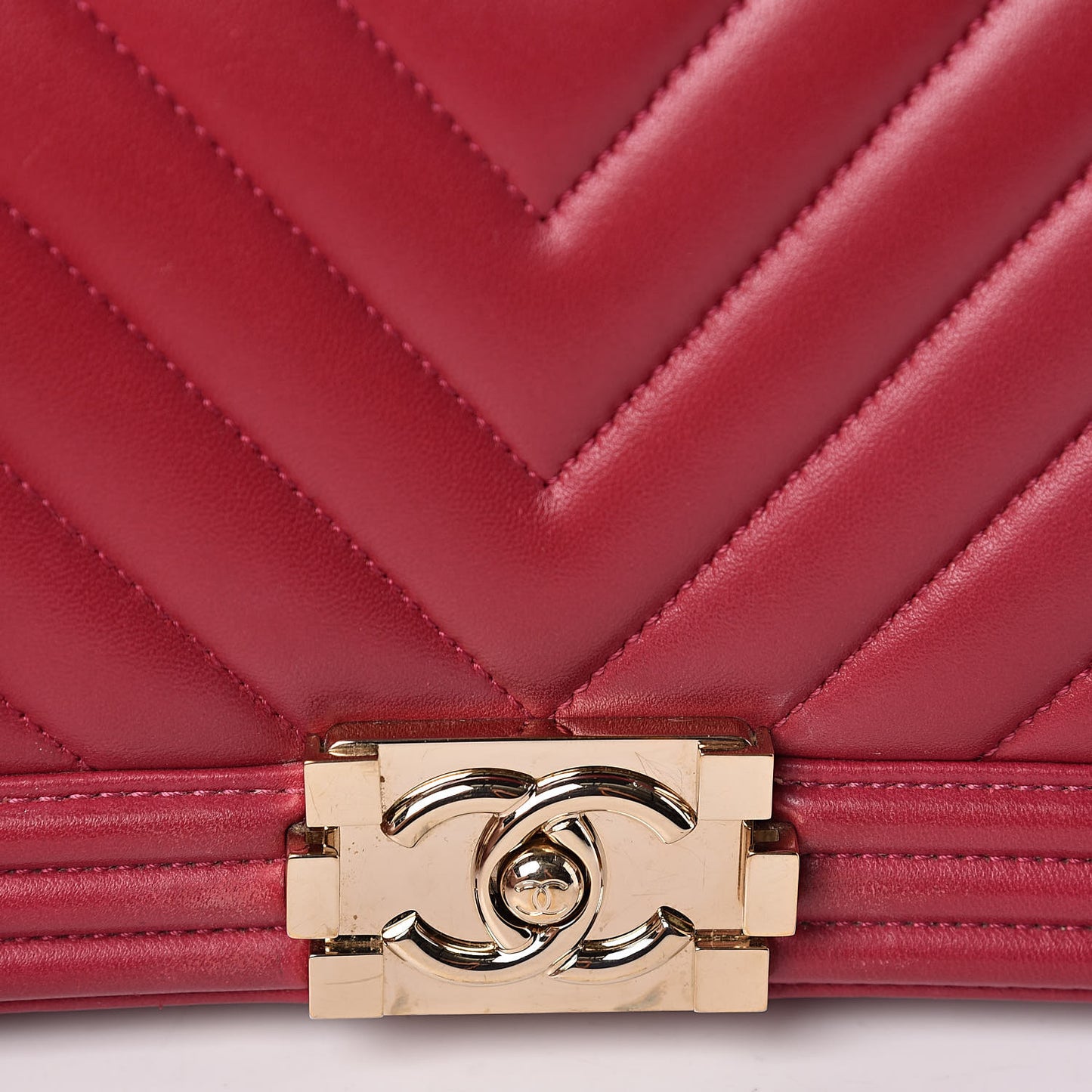 Calfskin Chevron Quilted Medium Boy Flap Dark Pink