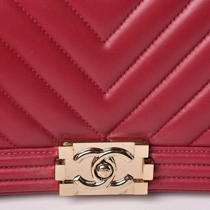 Chanel Calfskin Chevron Quilted Medium Boy Flap Dark Pink 10 of 10