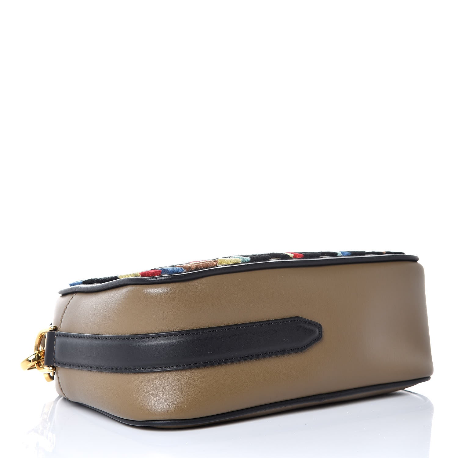Fendi Vitello Century Velvet F is Fendi FF Multicolor Bi-Color Camera Case Fango Black Multicolor 4 of 8