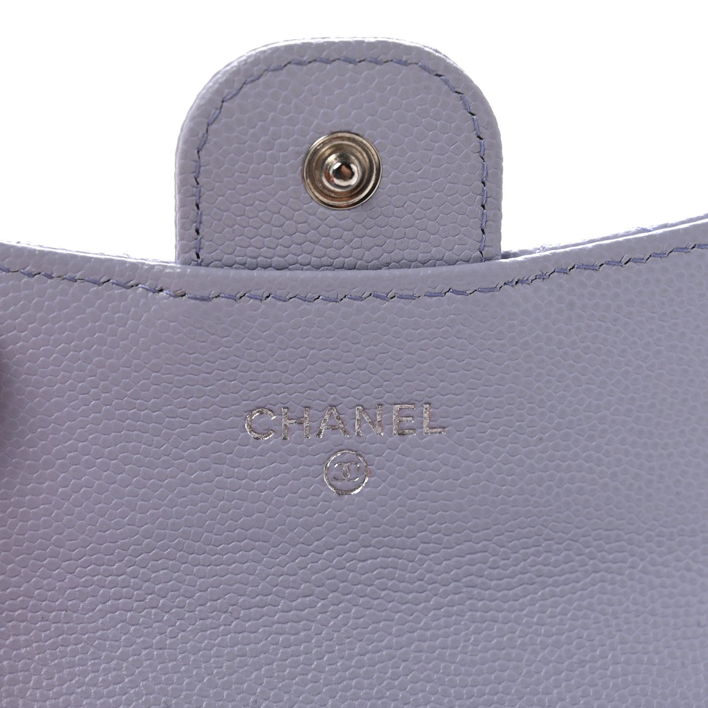 Caviar Quilted Flap Card Holder Wallet Light Purple