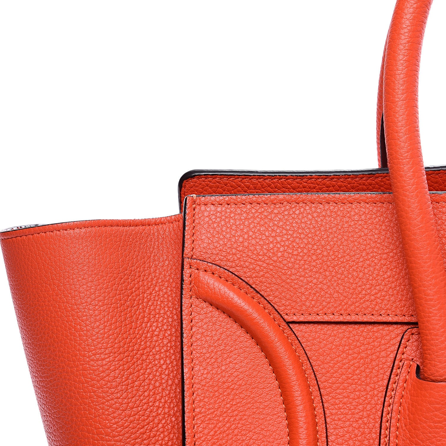 Celine Drummed Calfskin Mini Luggage Vermillion 10 of 10