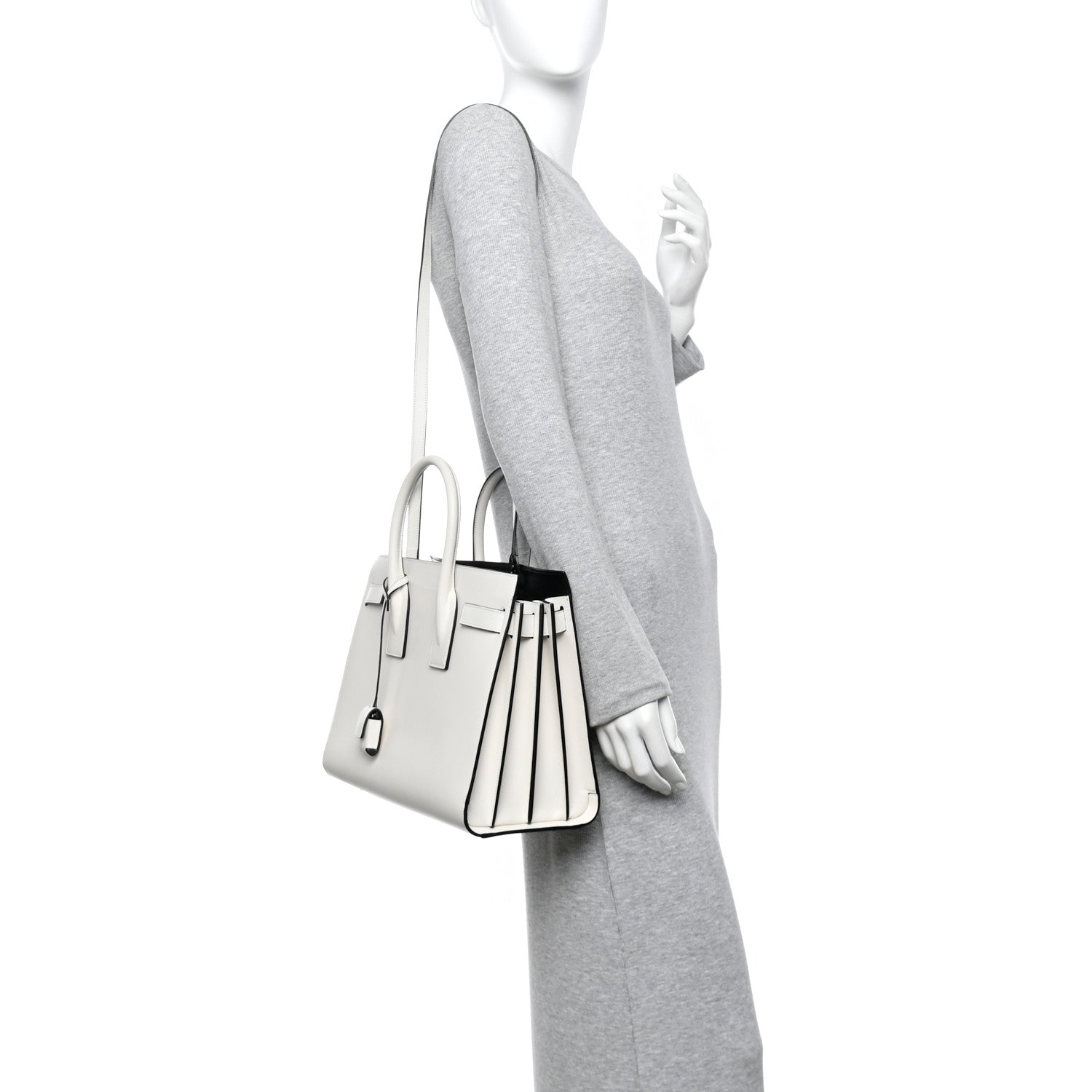 Saint Laurent Calfskin Small Sac De Jour Dove Porcellana Black 2 of 9
