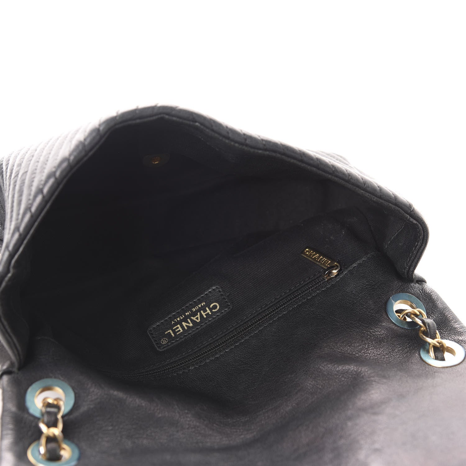 Chanel Calfskin Chevron Quilted Medium Surpique Flap Black 5 of 12