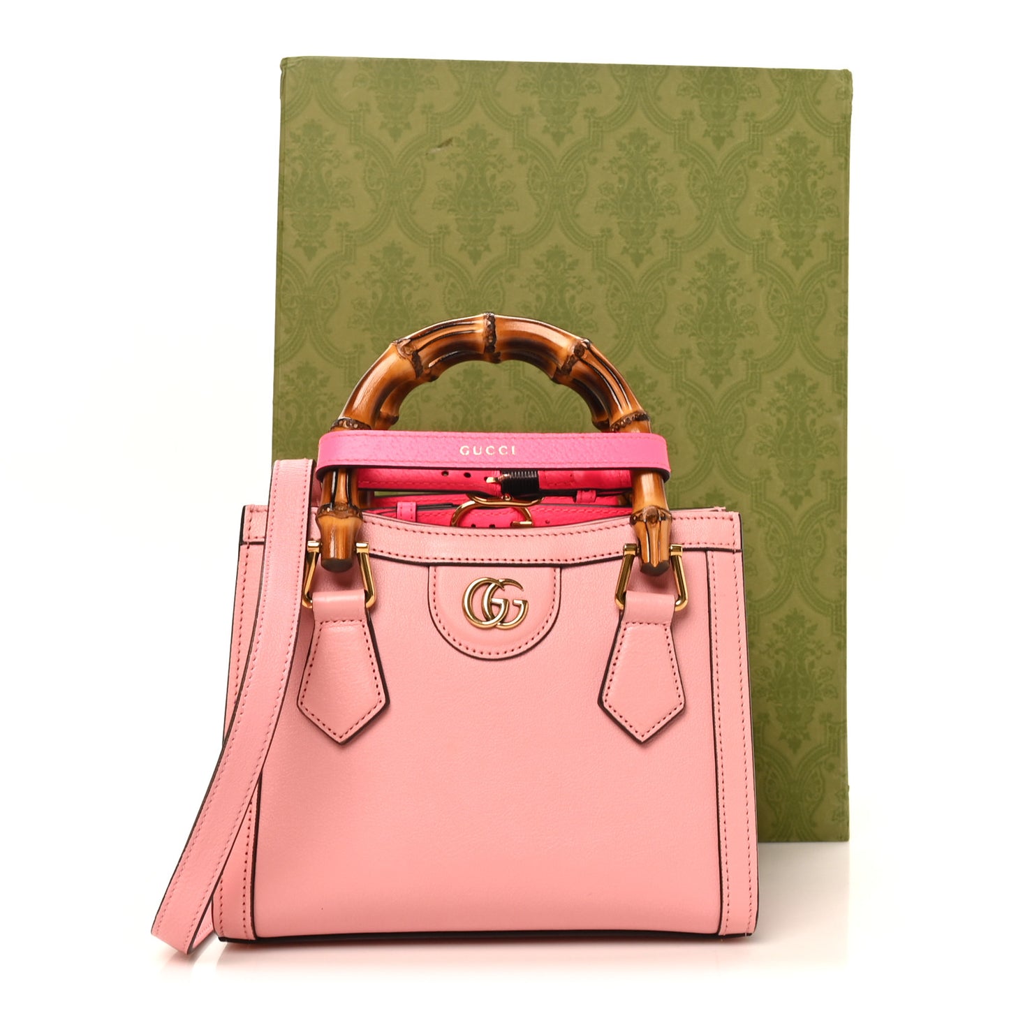 Wonka Grain Calfskin Mini Diana Tote Bag Wild Rose Fuxia Fluo