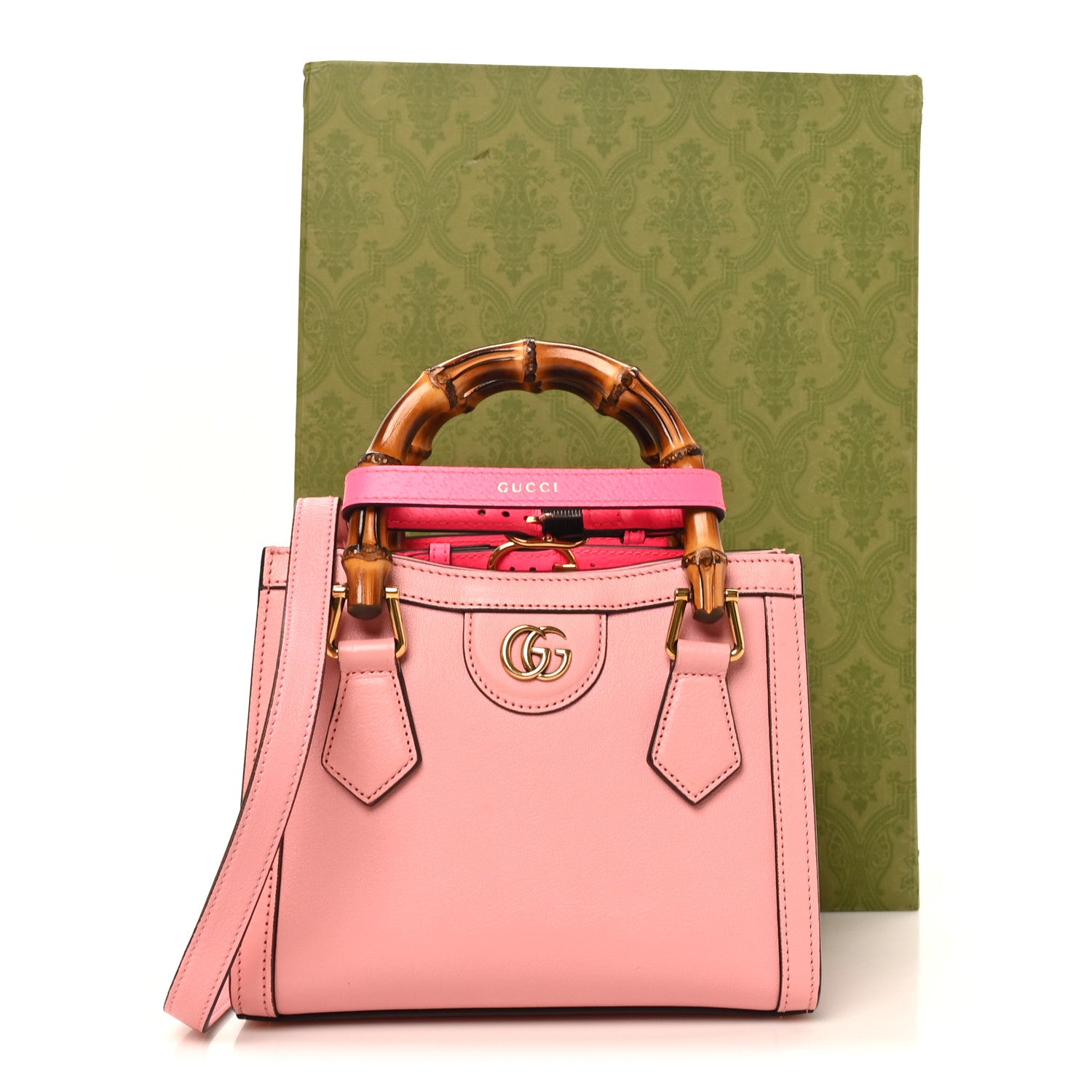 Gucci Wonka Grain Calfskin Mini Diana Tote Bag Wild Rose Fuxia Fluo 11 of 11