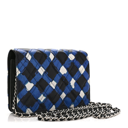 Chanel Printed Lambskin Airlines Wallet On Chain WOC White Blue Black 3 of 13