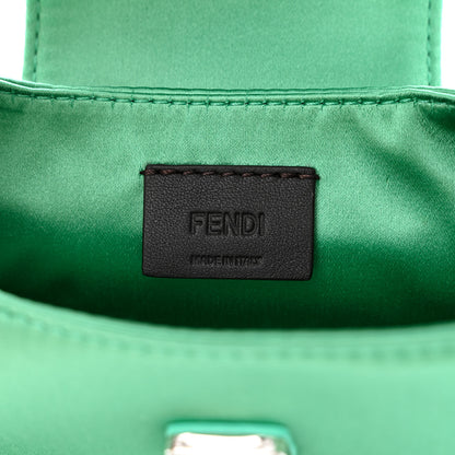 Fendi Silk Satin Mini Cookie Hobo Bag Spring Turquoise 6 of 10