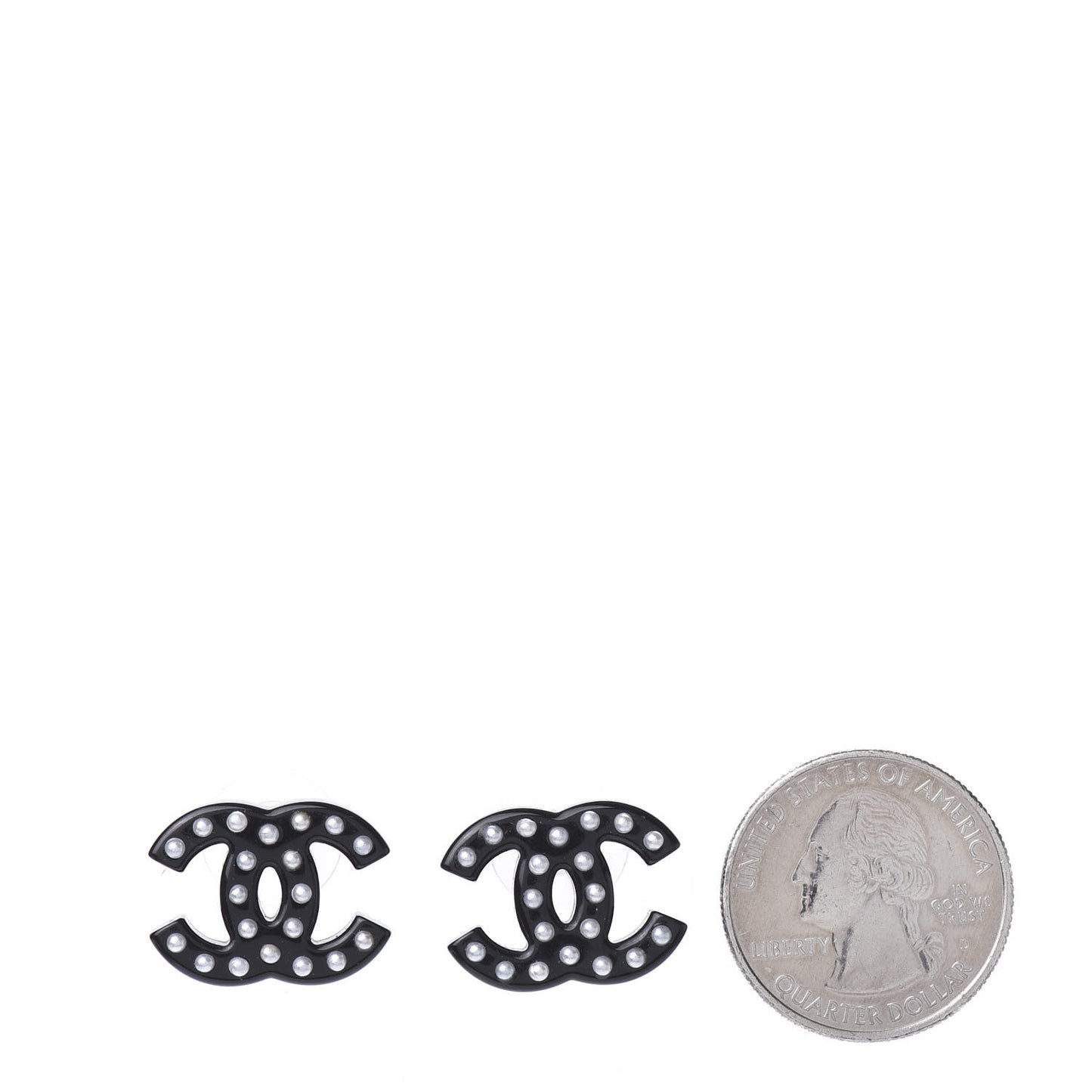 Resin Pearl CC Earrings Black