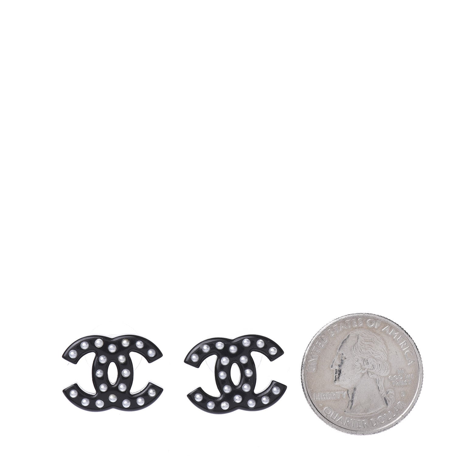 Chanel Resin Pearl CC Earrings Black 2 of 4