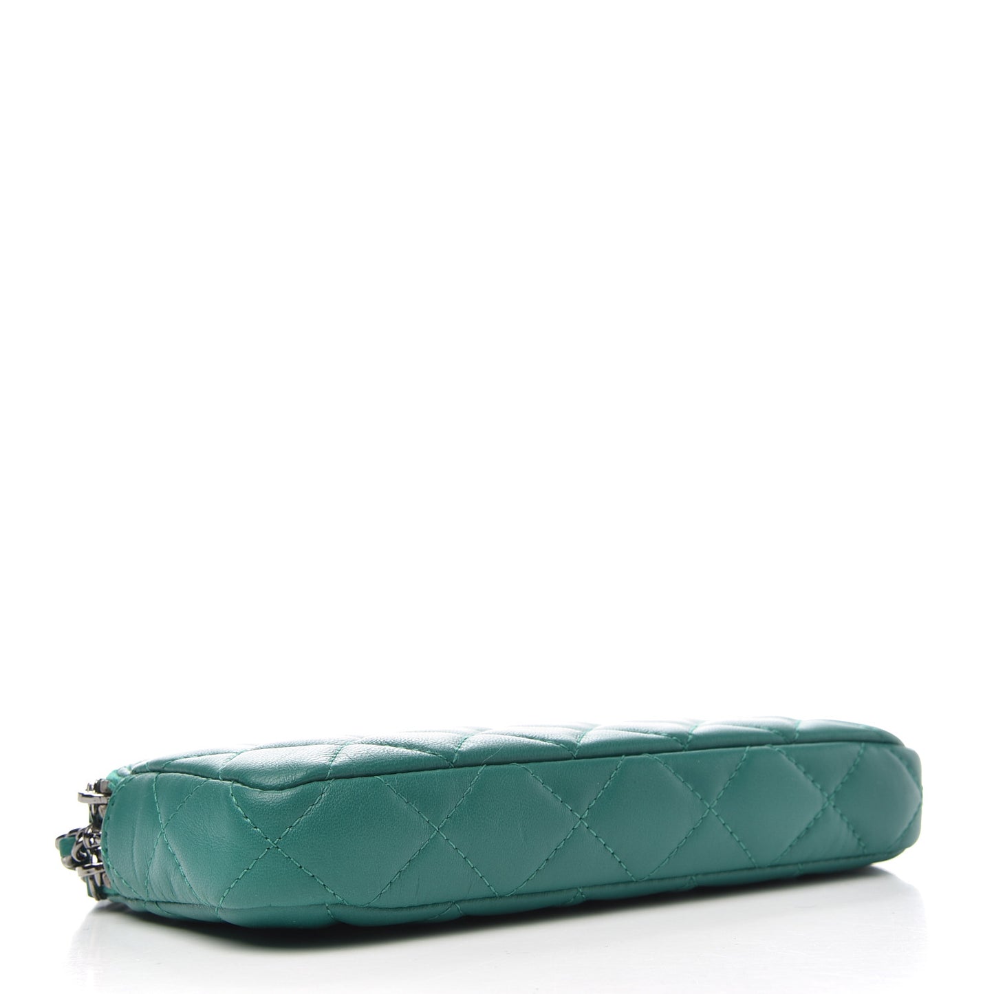 Lambskin Quilted Small Clutch With Chain Green