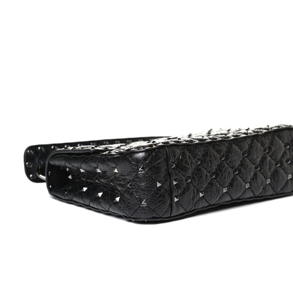 Valentino Garavani Craquele Nappa Medium Rockstud Spike Shoulder Bag Black 6 of 12