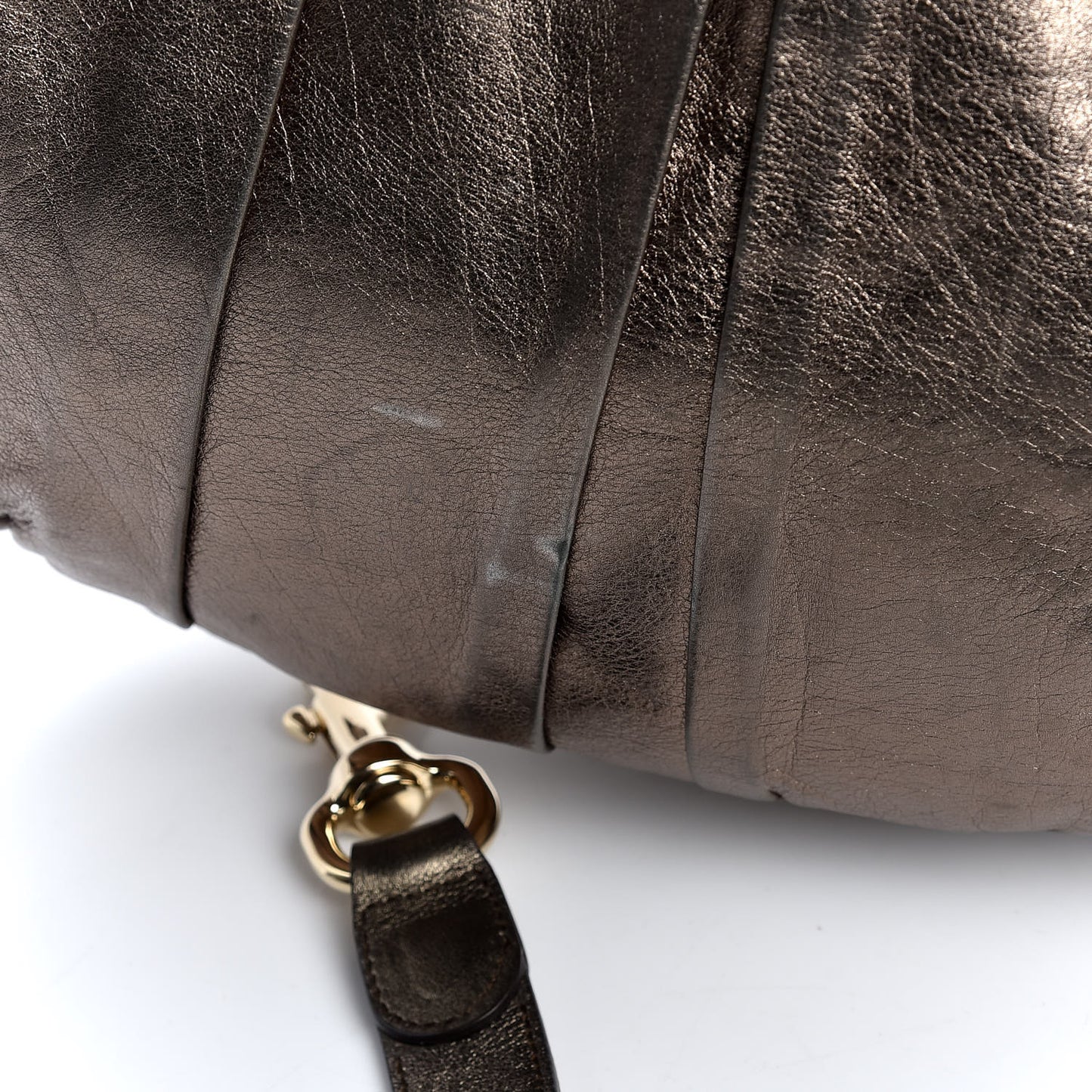 Metallic Medium Hysteria Top Handle Bag Gold