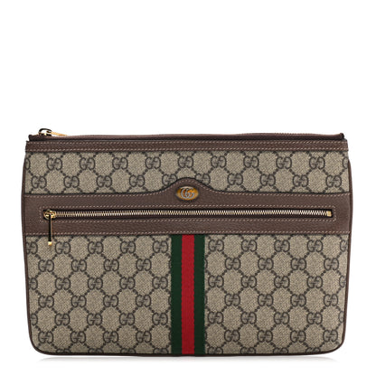 Gucci GG Supreme Monogram Large Ophidia Pouch Clutch Brown 1 of 7