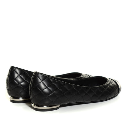 Chanel Lambskin Quilted Cap Toe Ballerina Flats 37 Black 4 of 7