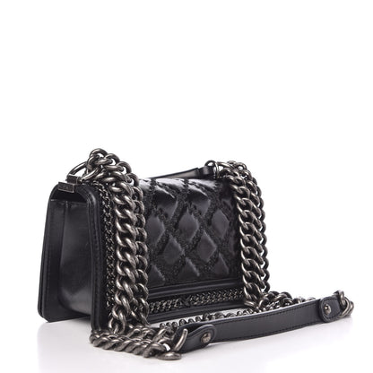 Chanel Shiny Goatskin Quilted Mini Boy Top Handle Flap Black 3 of 9