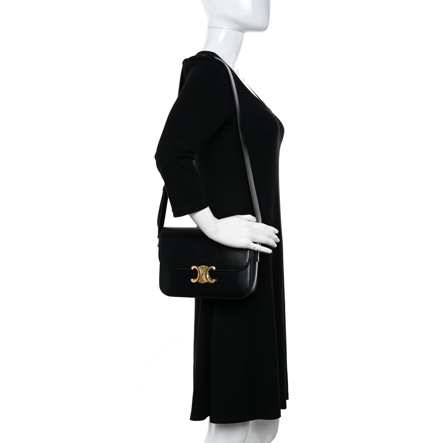 Shiny Calfskin Medium Triomphe Black
