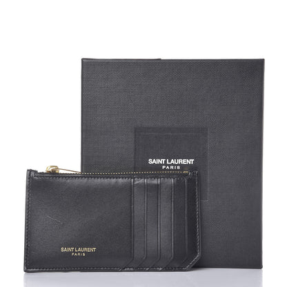 Saint Laurent Calfskin 5 Fragments Zip Pouch Card Holder Black 10 of 10