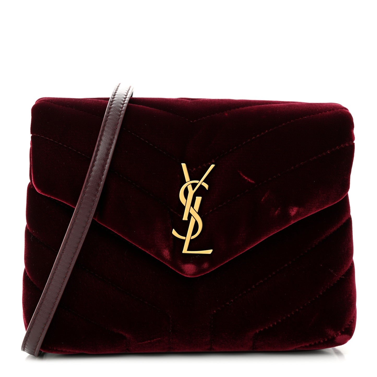 Velvet Y Quilted Monogram Toy Loulou Crossbody Bag French Burgundy
