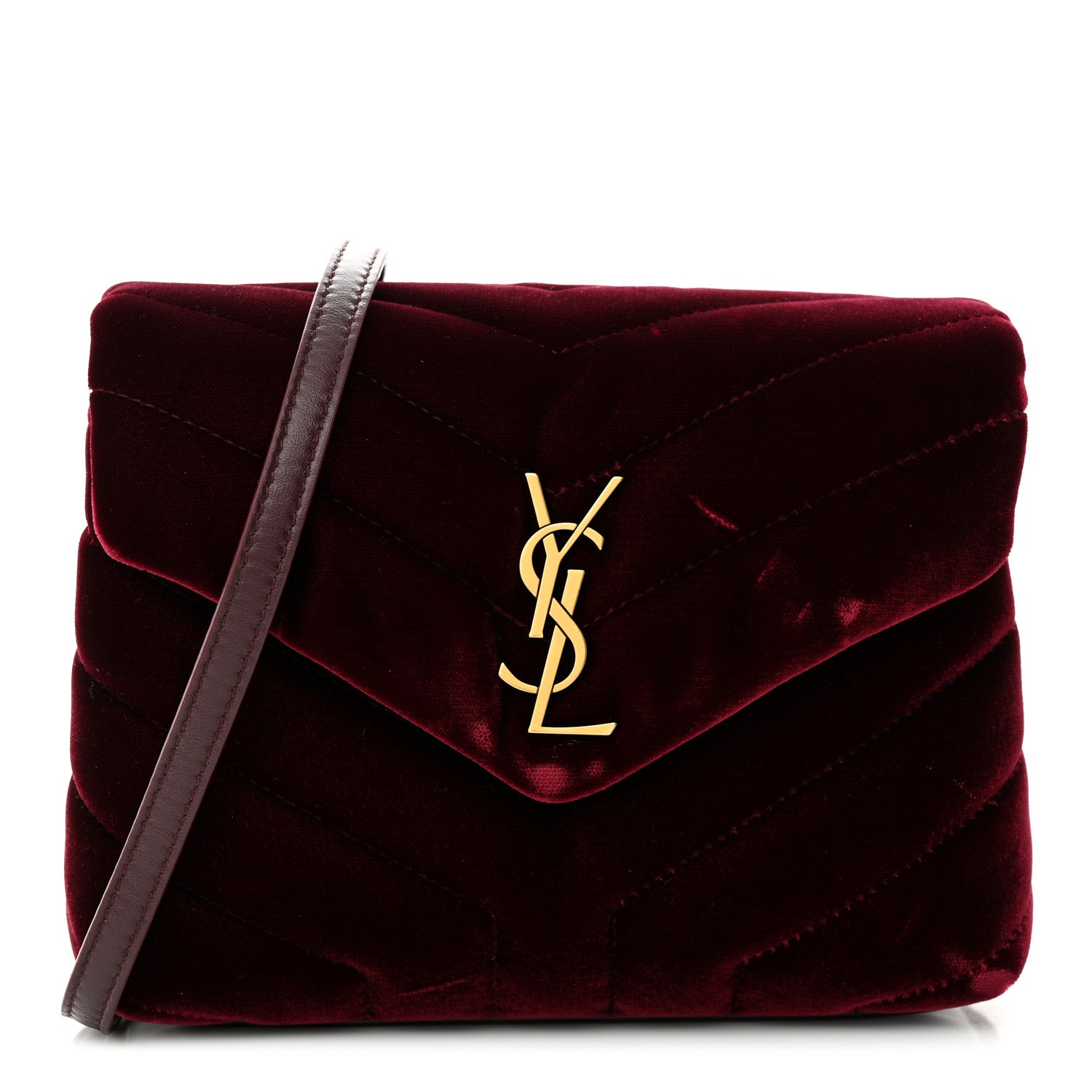 Saint Laurent Velvet Y Quilted Monogram Toy Loulou Crossbody Bag French Burgundy 1 of 15