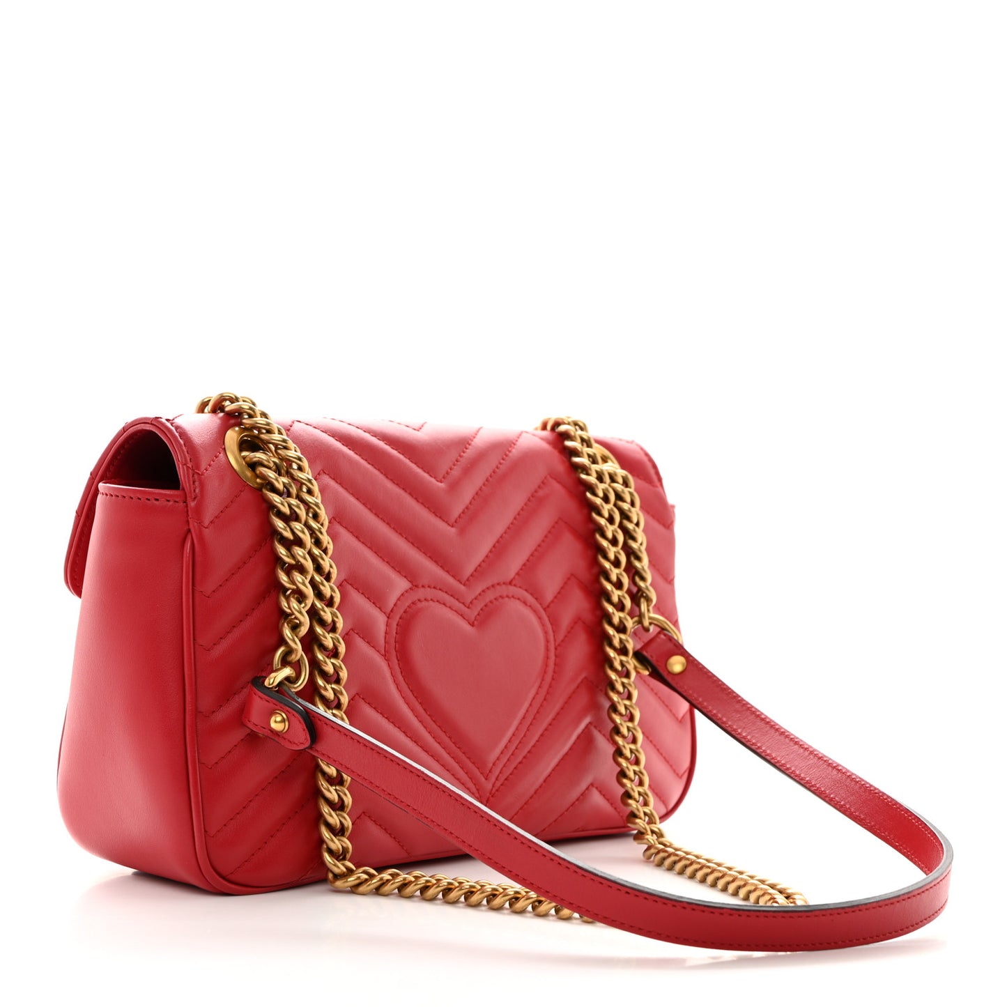 Calfskin Matelasse Small GG Marmont Shoulder Bag Hibiscus Red