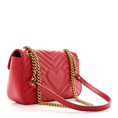 Gucci Calfskin Matelasse Small GG Marmont Shoulder Bag Hibiscus Red 3 of 10