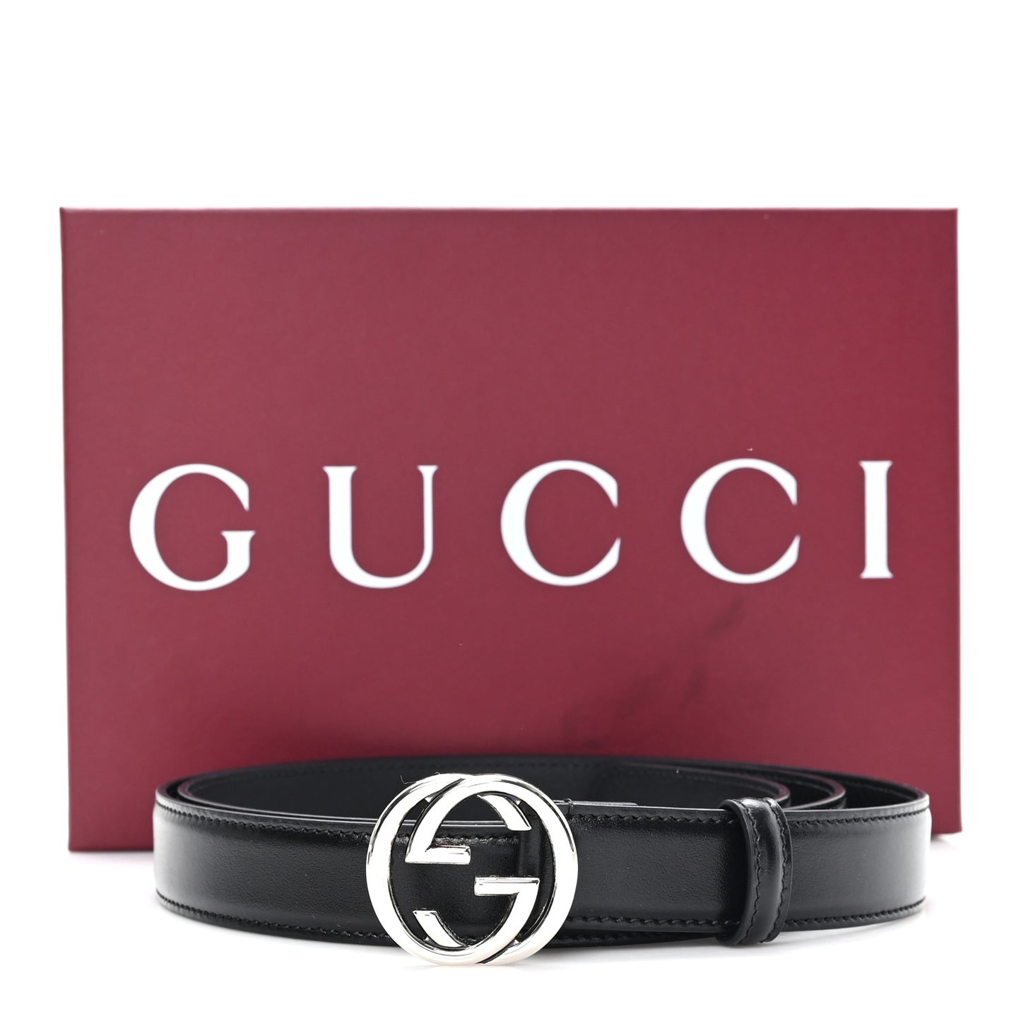 Plutone Calfskin Interlocking G 25mm Belt 105 42 Black