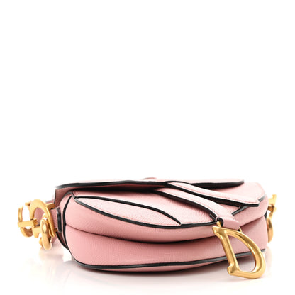 Christian Dior Grained Calfskin Mini Saddle Bag With Strap Pink 4 of 13