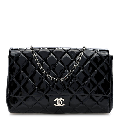 Chanel Patent Quilted Clutch with Chain Flap Black 1 of 10