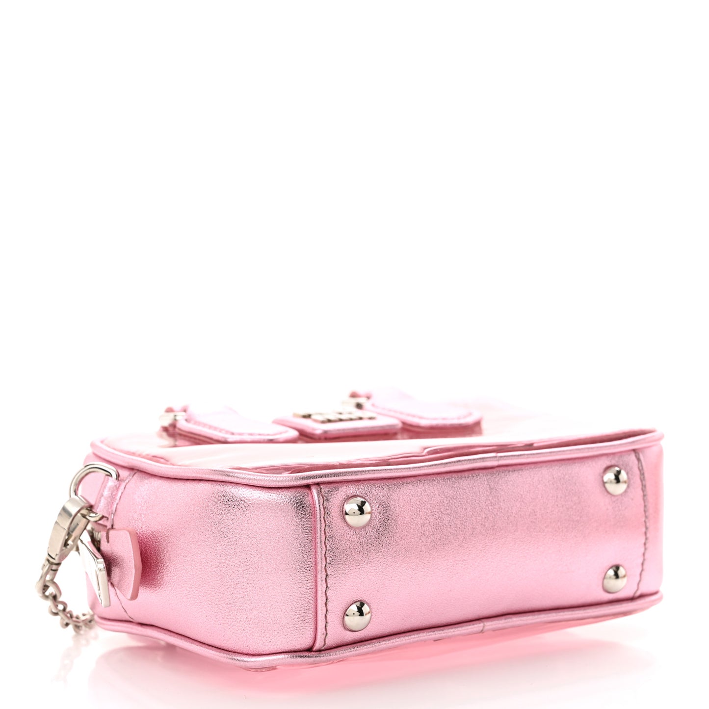 Metallic Nappa Plexi Vinyl Mini Top Handle Crossbody Rosa Mordore