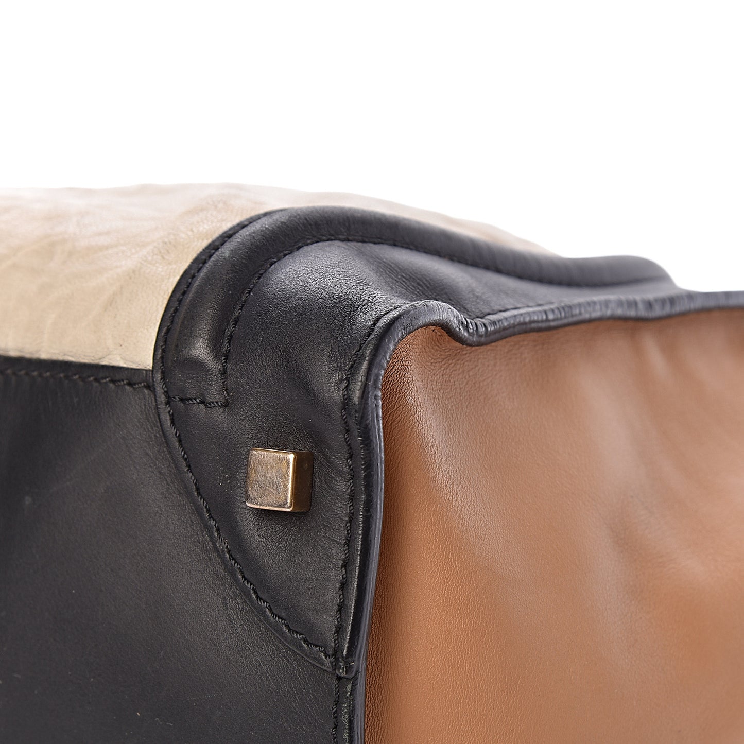 Smooth Calfskin Shrunken Lambskin Mini Tri-Color Luggage White