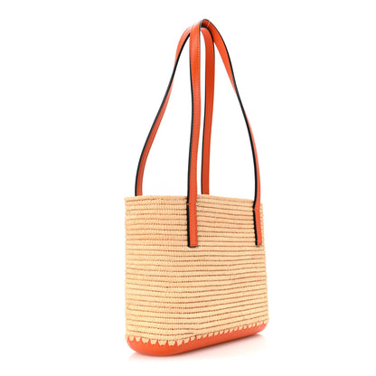 Loewe Raffia Square Mini Anagram Basket Tote Bag Natural 3 of 12