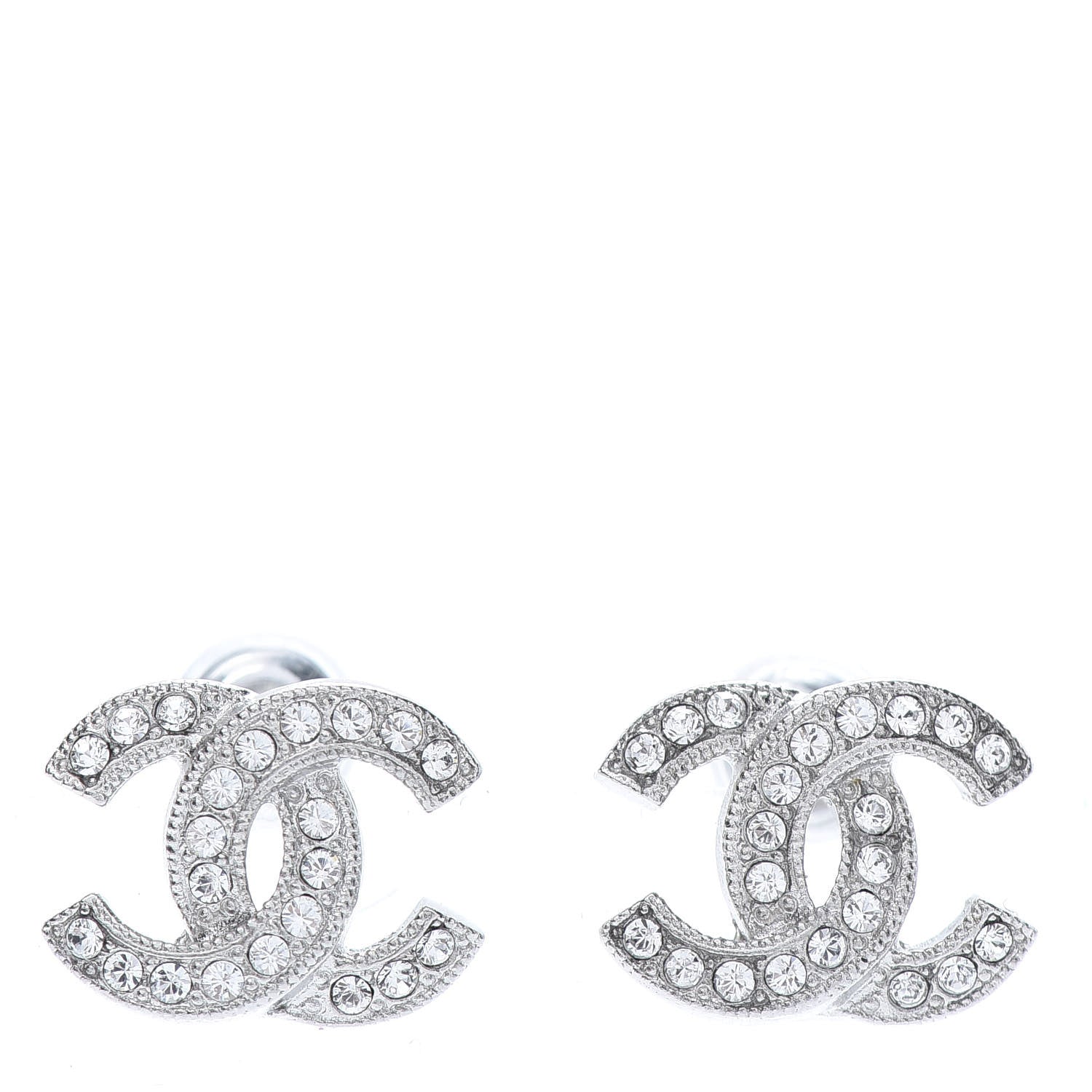 Chanel Crystal Mini Timeless CC Earrings Silver 1 of 4