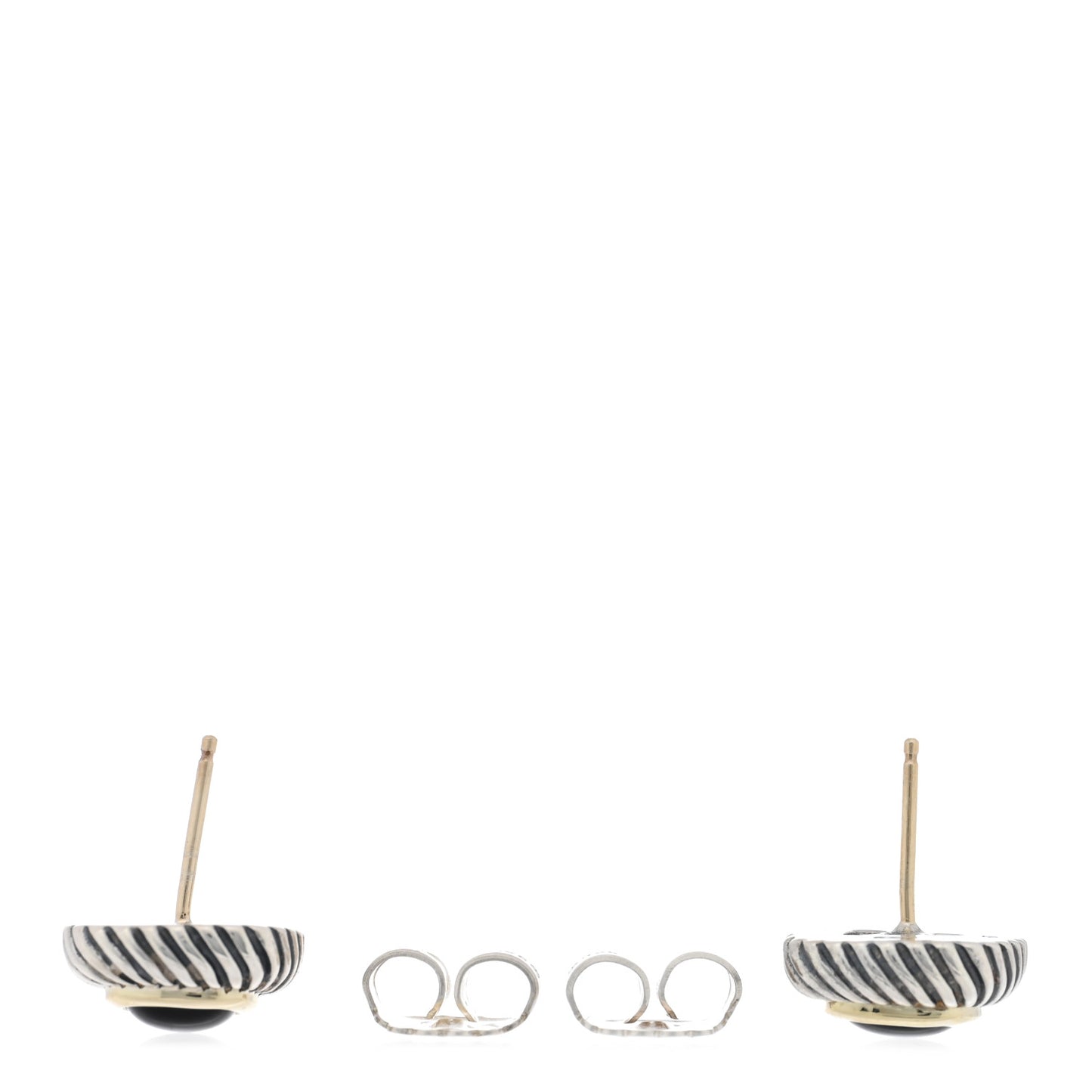 Sterling Silver 14K Yellow Gold Black Onyx 7mm Albion Earrings