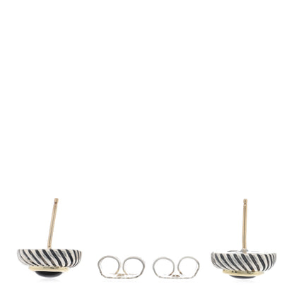 David Yurman Sterling Silver 14K Yellow Gold Black Onyx 7mm Albion Earrings 3 of 4
