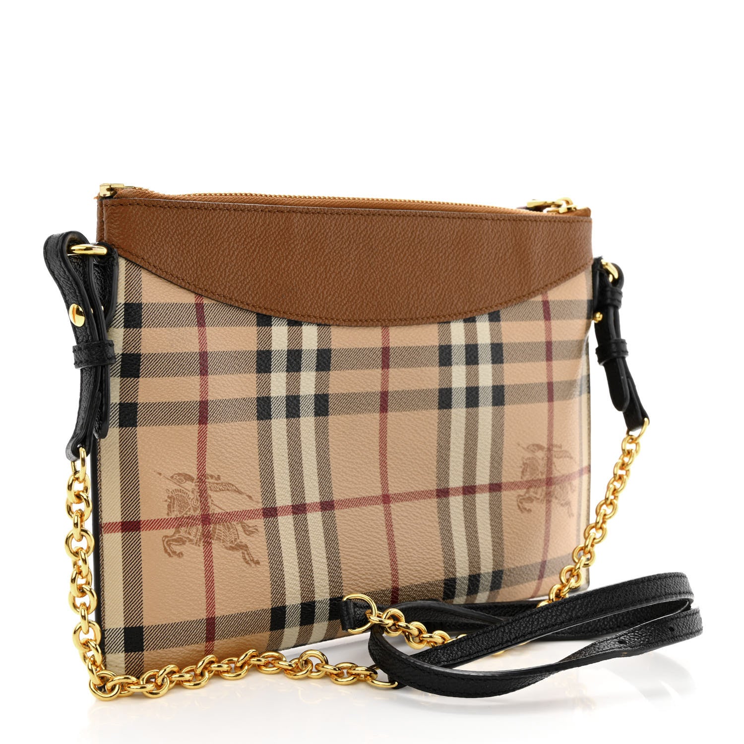 Burberry Haymarket Check Peyton Crossbody Clutch Bag Toffee 3 of 15