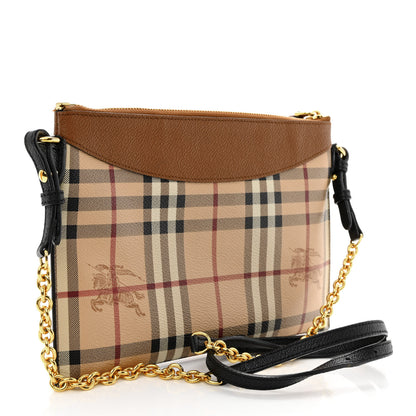 Burberry Haymarket Check Peyton Crossbody Clutch Bag Toffee 3 of 15