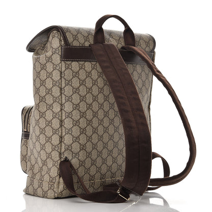 Gucci GG Supreme Monogram Medium Single Buckle Rucksack Backpack Beige Ebony Brown 3 of 11